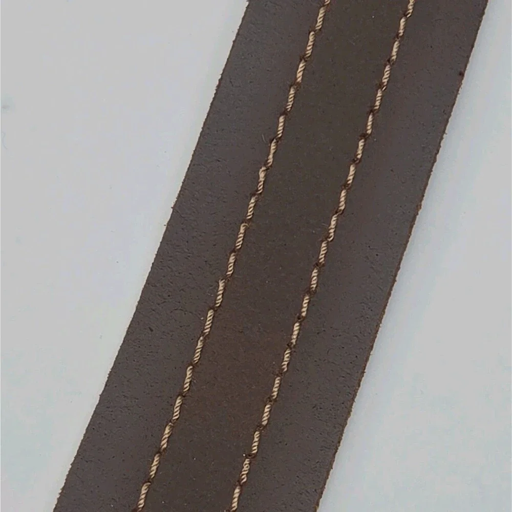 Levi Strauss Belt Brown Leather Men Sz 46-48 Casual Signature Silver Buckle NEW